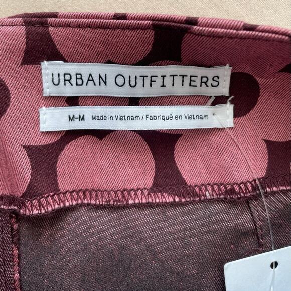 NWT Urban Outfitters Burgundy and Pink Retro Style Mini Skirt Size Medium - Picture 2 of 7